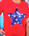 JL Stars & Sparklers Sequin Top-Red