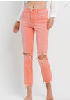 Flying Monkey High Rise Ankle Slim Straight-Light Coral