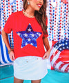 JL Stars & Sparklers Sequin Top-Red