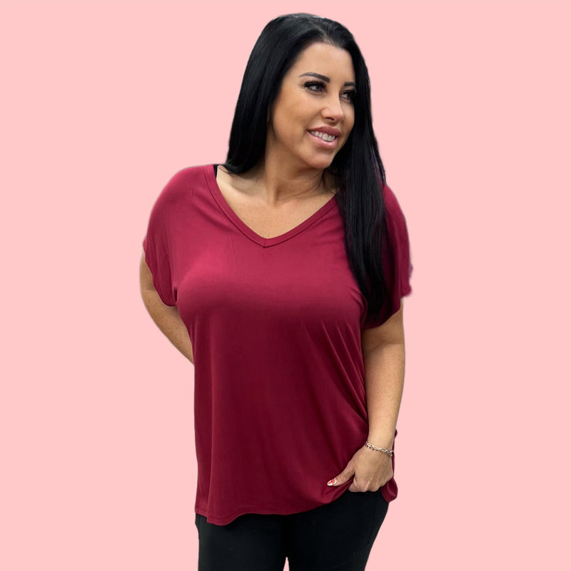 The Everyday Essential Maroon V-Neck Tee