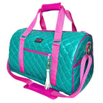 MJ Exclusive Turq Quilted Duffle with Pink Trim