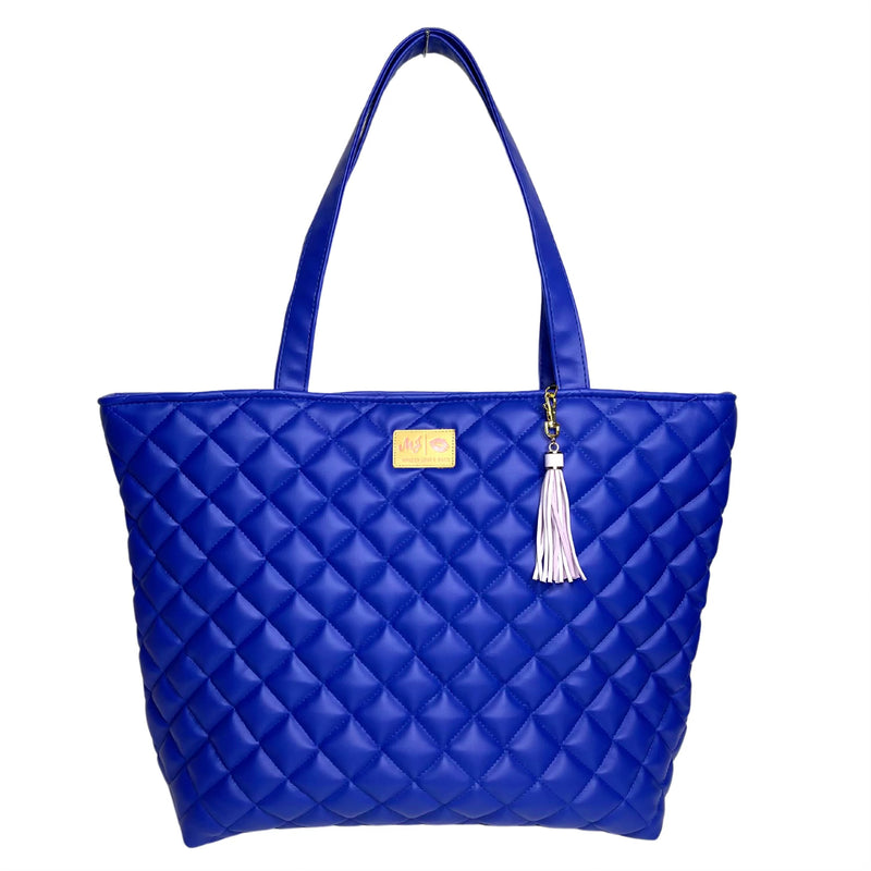 MJ Royal Blue Quilted with Lilac Zipper