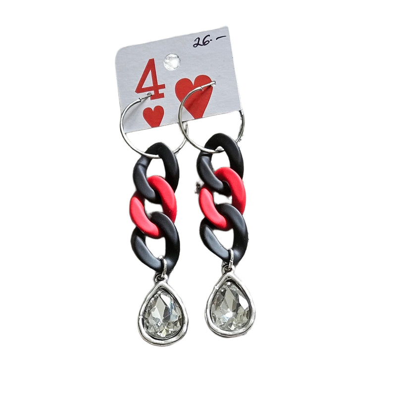 SL Game Day Link Earrings - Black and Red