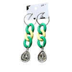 SL Game Day Link Earrings - Green and Yellow