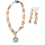 SL Game Day Link Earrings - Orange and White
