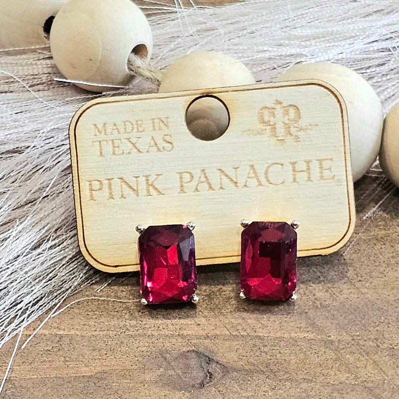 PP Gold Red Rectangle Studs