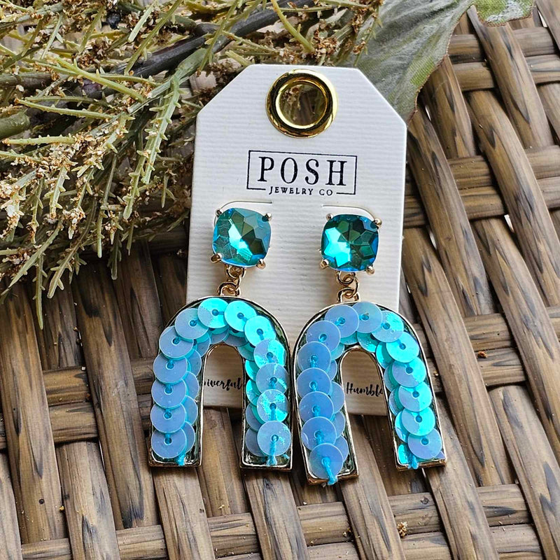 POSH Turquoise Iridescent Horseshoe Earring