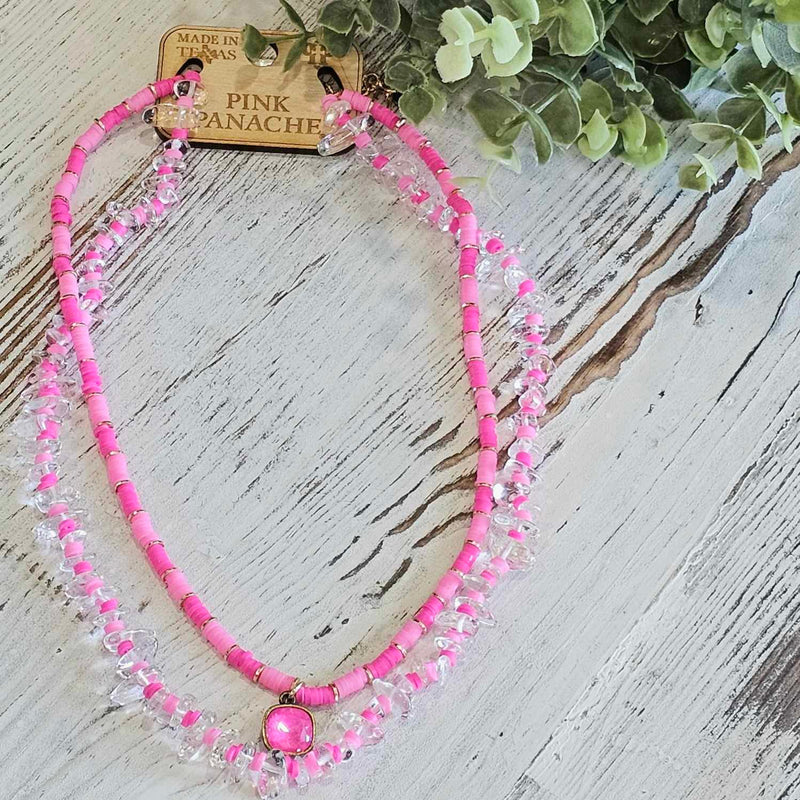 PP Electric Pink Ignite Pink 2 Strand Necklace
