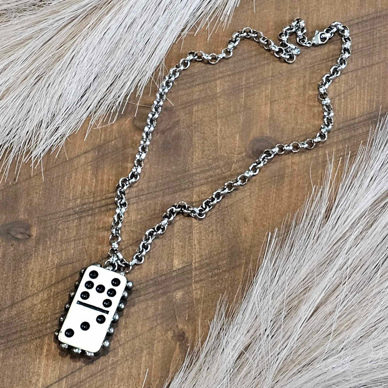 White Domino 7/3 Silver Necklace