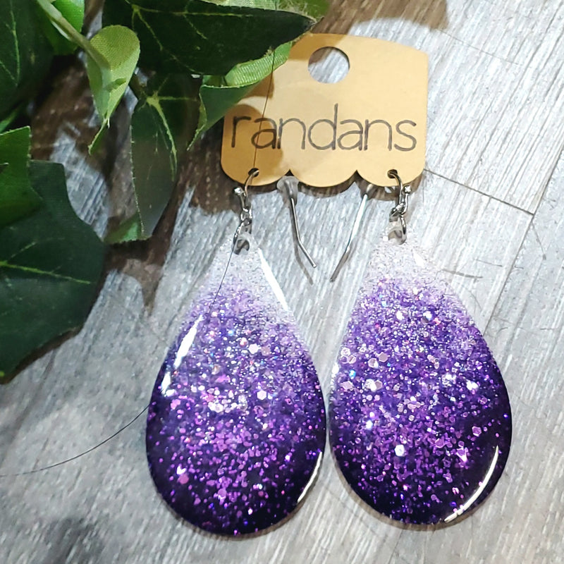 Randans Purple Ombre Glitter Earrings