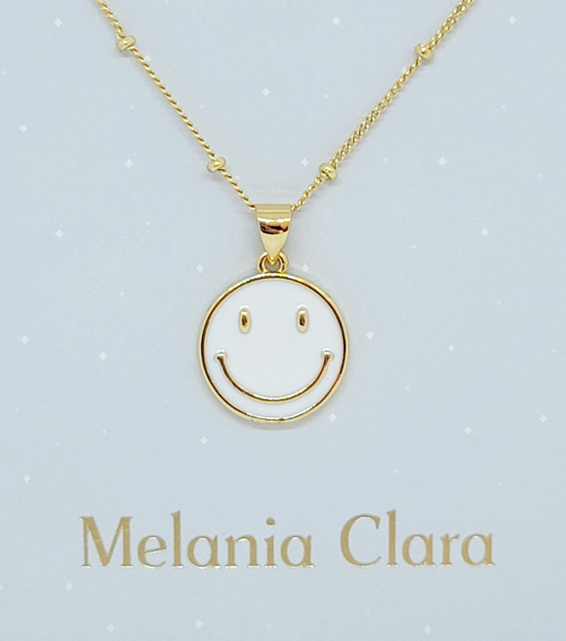 Melania Clara White Smiley Gold Necklace