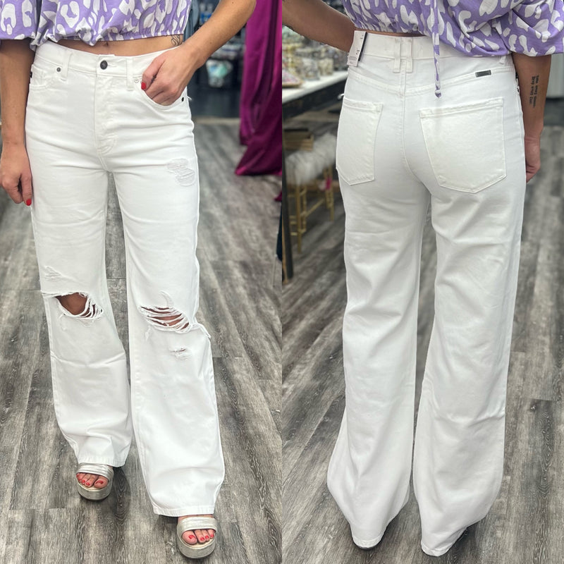Summer Love 90's Flare White Jeans