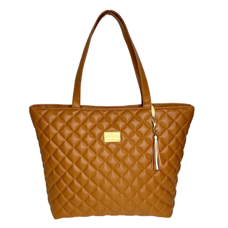 LIVE BOX- Quilted Cognac Tote